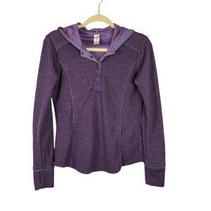 Prana Women's Hoodie Pullover Sweatshirt Sz Medium Purple Long Sleeve